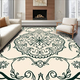 Artisan Lattice Enhanced by Ornamental Floral Scrollwork (Beige)