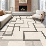 Stylish Beige Runner Modern Geometric Tile Design(Beige)