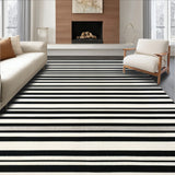 Hand Woven Bold Contrast Stripe Floor Accent(Black)