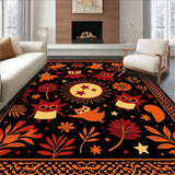 Harvest Moon Woodland Creatures Playful Scene Decorative(Black)