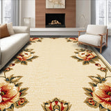 Ultra Soft Area Rug, Non Slip, Stain Resistant, Washable Area Rugs for Living Room, Bedroom, Vintage Floral Non-Slip Dining Room(Beige)