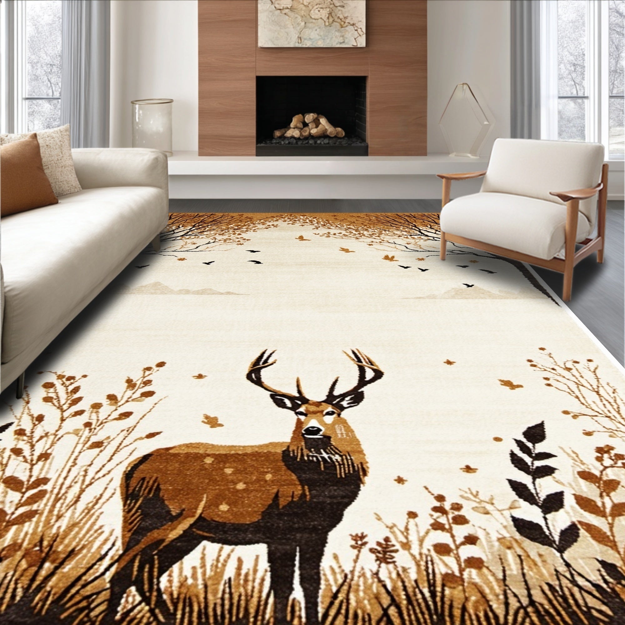 Ultra Soft Area Rug, Non Slip, Stain Resistant, Washable Area Rugs for Living Room, Bedroom, Luxurious Anti-Skid Beige Rug for Elegant Living Room Spaces(Beige)