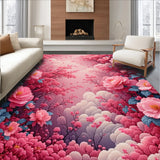 Ultra Soft Area Rug, Non Slip, Stain Resistant, Washable Area Rugs for Living Room, Bedroom, Romantic Pink Floral Non-Slip Bathroom(Pink)