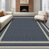 Garden Path Runner Navy and Beige Trellis with Subtle Border(Blue)