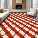 Countryside Cottage Gingham Diagonal Grid Homespun Textile(Red)