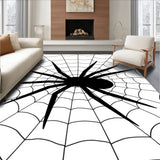 Arachnid Web Circular Floor Decoration Intricate Network(Black)