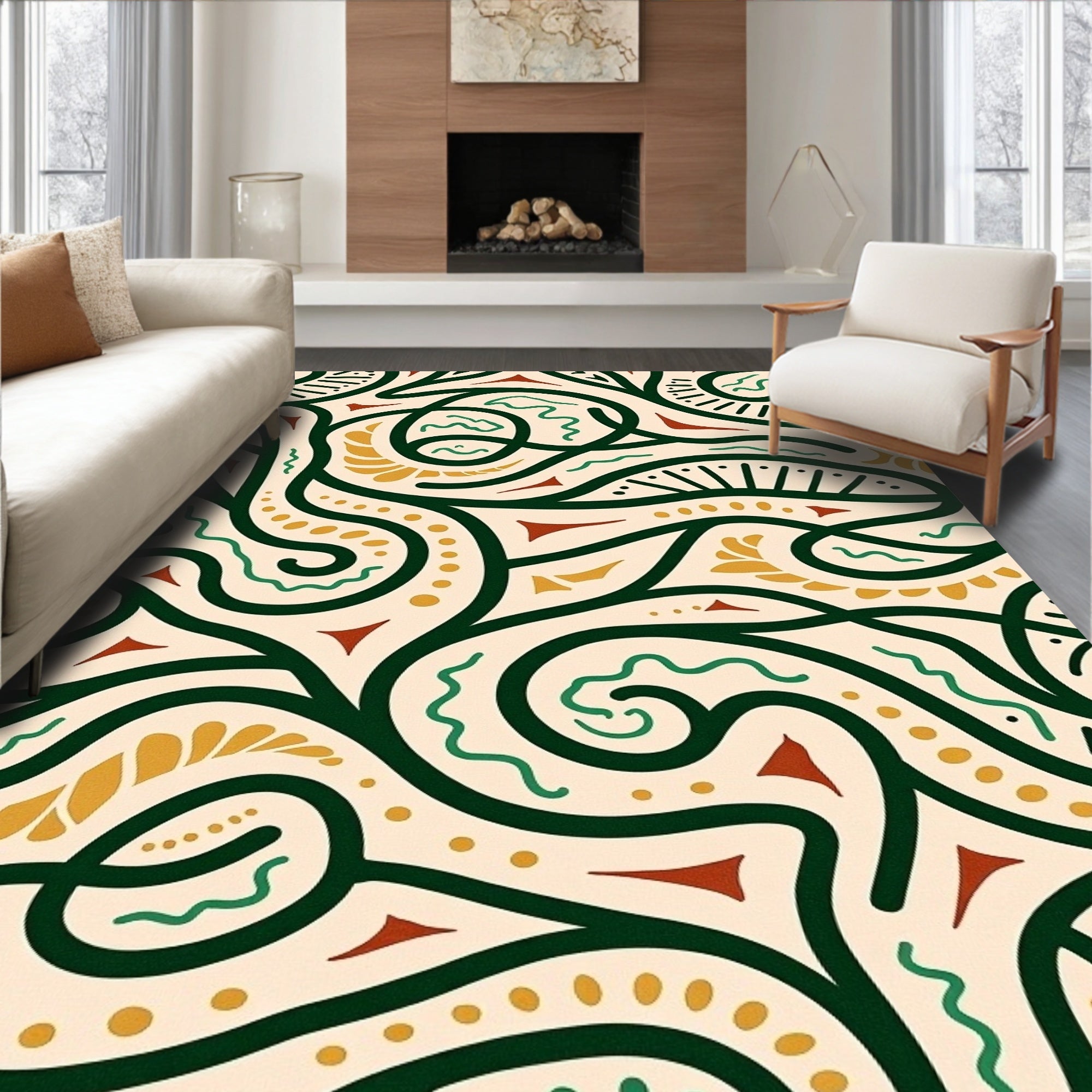 Abstract Botanical Maze with Symmetrical Branch Network (Beige) - ODIKA