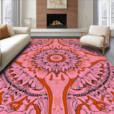 Boho Autumn Dreamscape with Interlocking Sunburst and Foliage(Pink)