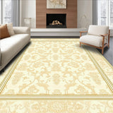 Classic Beige Oval Featuring Ivory Scrollwork and Damask Flourishes(Beige)