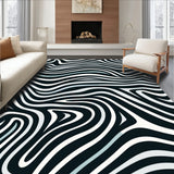 Luxurious Tie Dyed Wavy Swirl Textured Contemporary Accent (Black)