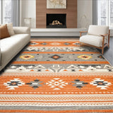 Handwoven Style Area Multicolored Southwestern Geometric Design(Orange)