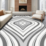 Abstract Art Lines with Edged Chevron Motifs(White)