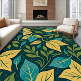 Abstract Jungle Foliage Motif with Interlocking Leaf Shapes(Yellow)