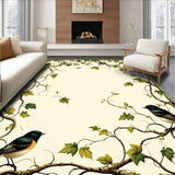 Circular Ivy Vines with Delicate Songbird Silhouettes and Leafy Flourishes(Ivory)