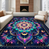 Ethereal Spiral Rug in Semi Circle Shape with Multicolor Galaxy Shades(Blue)