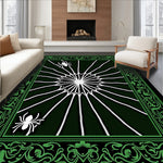 Intricate Web Gothic Doormat with Ornate Spider Motifs(Green) - ODIKA