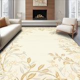 Ivory & Beige Round Stylized Floral Area(Beige)