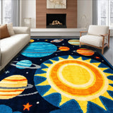 Ultra Soft Area Rug, Non Slip, Stain Resistant, Washable Area Rugs for Living Room, Bedroom, Colorful Solar System Playroom Non-Slip Kids Carpet(Blue)