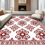 Ornamental Damask Medley with Swirling Leaf and Floral(Red)
