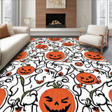 Vintage Halloween Motif Featuring Whimsical Pumpkins and Creepy Vines (Orange)