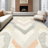 Boho Retreat Runner Showcasing Freeform Chevron Waves and Contrasts(Beige)