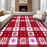 Buffalo Plaid Farmhouse Snowflake Holiday Decorative Accent(Red)