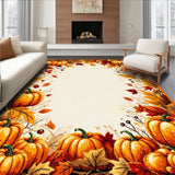 Autumn Harvest Doormat Rug with Cheerful Pumpkin Design for Welcoming(Orange)
