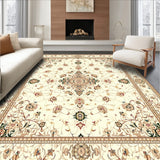 Elegant Beige Ivory Area with Ornate Medallion Design(Beige)