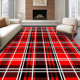 Nordic Holiday Interlocking Plaid with Festive Pine Stripe Motifs(Red)