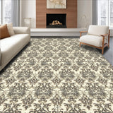 Ultra Soft Area Rug, Non Slip, Stain Resistant, Washable Area Rugs for Living Room, Bedroom, Vintage Damask Bedroom Farmhouse Style Area Carpet(Beige)