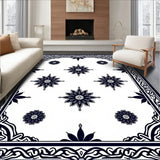 Elegant Interlocking Medallion Border With Symmetrical Floral Motifs (Black)