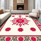 Medallion Burst Tapestry with Intricate Floral Motifs and Ornate Details(Red)