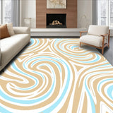 Sophisticated Arctic Breeze Swirl Contemporary Floor Art(Beige)