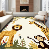 Beige Jungle Explorer Kids Friendly Lion Giraffe Monkey Artistic(Beige)