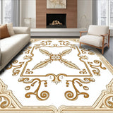 Vintage Damask Medallion Ornate Traditional (Brown)