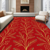 Yuletide Berry Vine Stain Resistant Machine Floor Covering(Red)