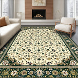 Country Flair Beige & Green Bordered Patio(Ivory)