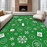 Whimsical Holiday Characters Amidst Frosty Snowflakes and Gift Box(Green)