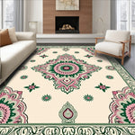 Boho Floral Medallion Motifs with Hand Drawn Paisley Accents (Beige) - ODIKA