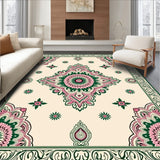 Boho Floral Medallion Motifs with Hand Drawn Paisley Accents (Beige) - ODIKA