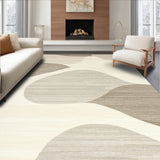 Circular Beige Area Contemporary with Flowing(Beige)