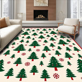 Whimsical Evergreen Forest with Playful Woodland Creatures and Snowfall(Green)