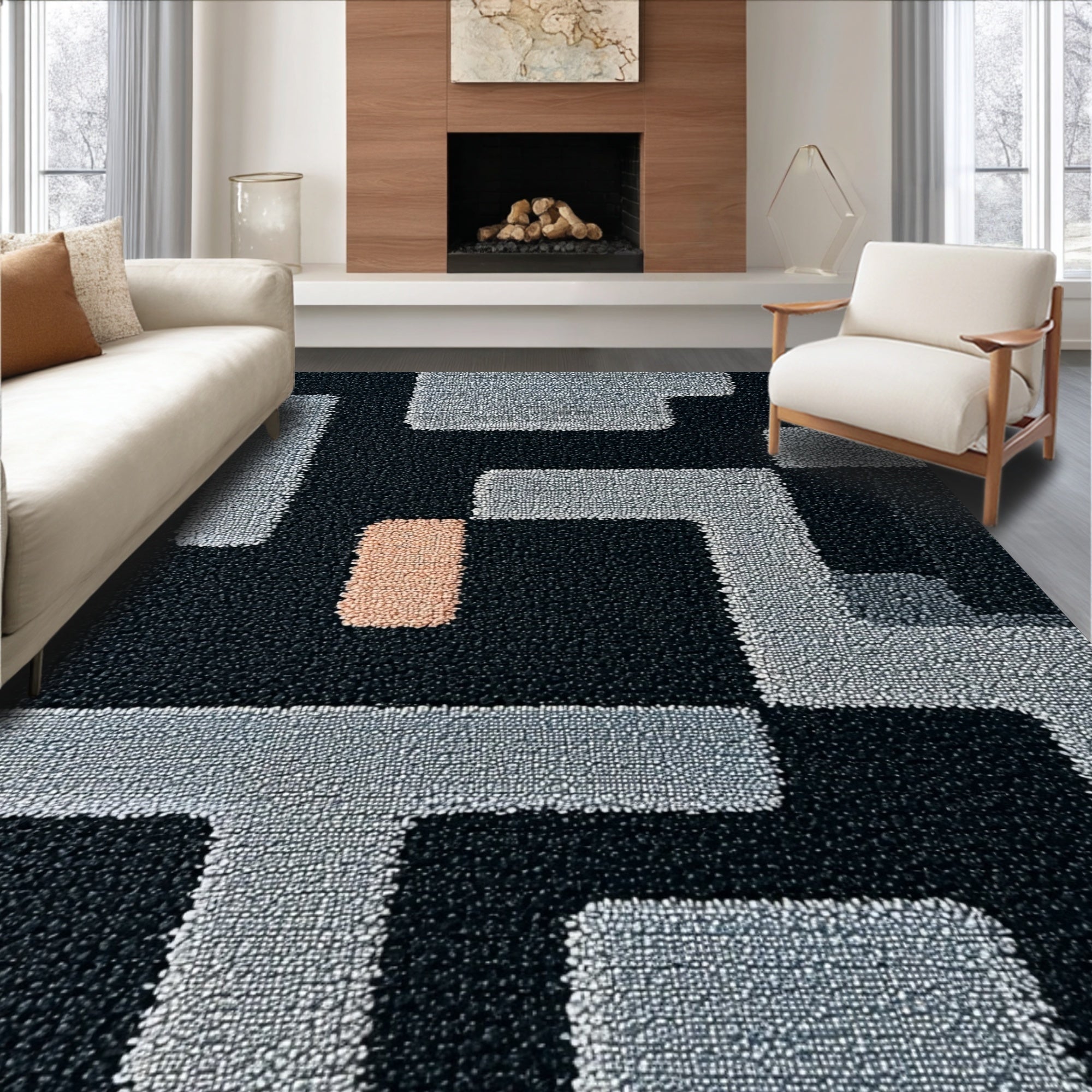 Ultra Soft Area Rug, Non Slip, Stain Resistant, Washable Area Rugs for Living Room, Bedroom, Autumn Mushroom Black Entryway Non-Slip Rug(Black)