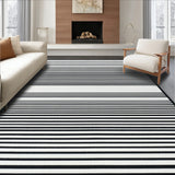 Striped Entry Pathway Modern Contrast Patterned Accent Mat Decor(Black)