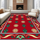 Elegant Festive Pinecone Scrollwork with Gold Ribbon Embellishment(Red)