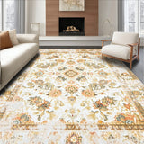 Antique Charm Area Distressed Beige Tones with Medallion Accents(Ivory)