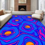 Celestial Planetscape with Meteor Streams and Cosmic Swirls (Blue)