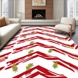 Classic Chevron Stripes with Frosted Pinecone Accents(Red)