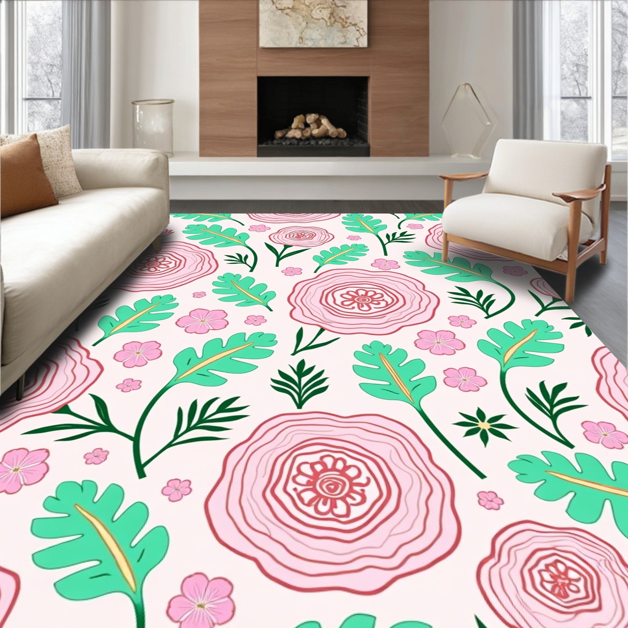 Boho Floral Medallion Artistic Vintage Retro Aesthetic Trendy Chic (Pink) - ODIKA