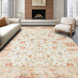Antique Inspired Gentle Floral Motif Area(Beige)